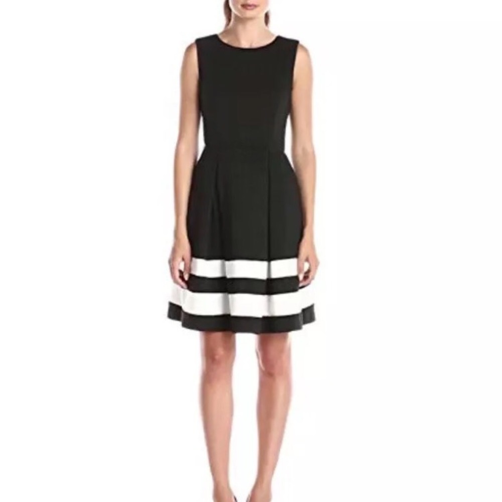 NWT Calvin Klein fit & flare black/ivory dress SZ4